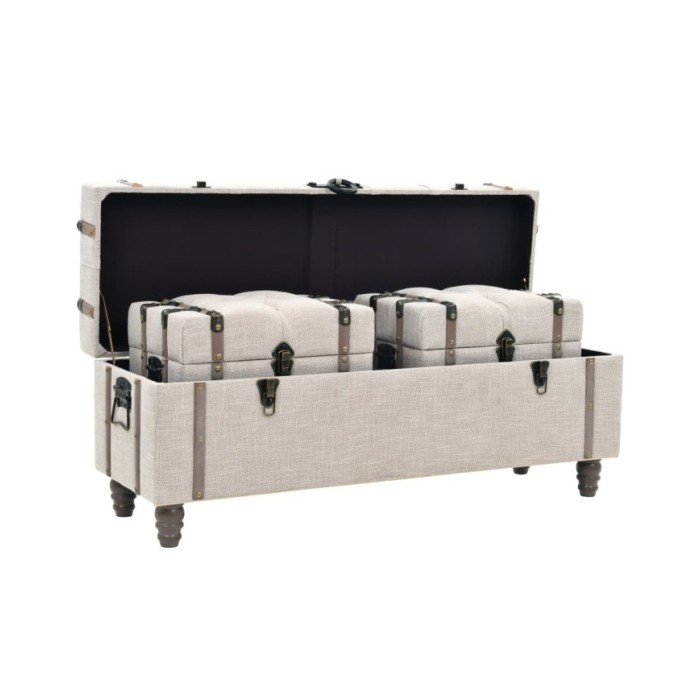 Ensemble de bancs de rangement 3 pcs Bois massif et acier