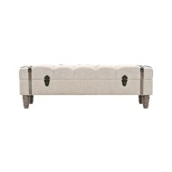 Banc de rangement Bois massif et acier 111 x 34 x 37 cm