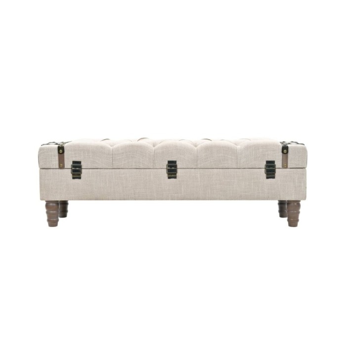 Banc de rangement Bois massif et acier 111 x 34 x 37 cm