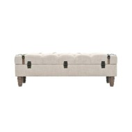 Banc de rangement Bois massif et acier 111 x 34 x 37 cm