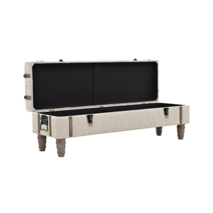 Banc de rangement Bois massif et acier 111 x 34 x 37 cm