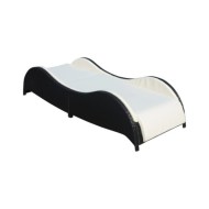 Chaise longue avec coussin Résine tressée Noir