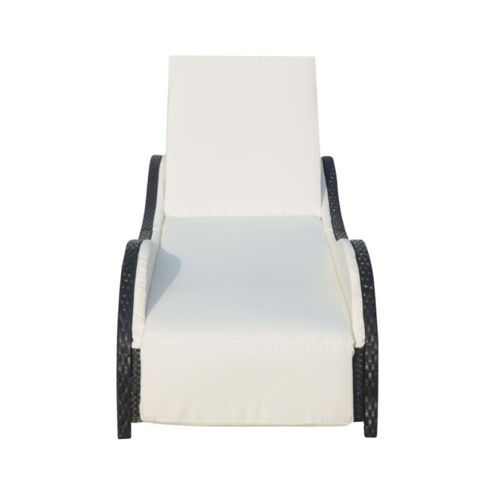 Chaise longue avec coussin Résine tressée Noir