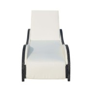 Chaise longue avec coussin Résine tressée Noir