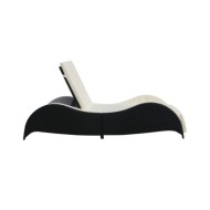 Chaise longue avec coussin Résine tressée Noir