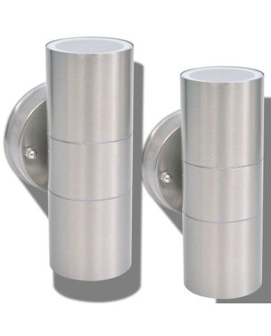 Applique murale LED d'extérieur 2 pcs Acier inoxydable haut bas