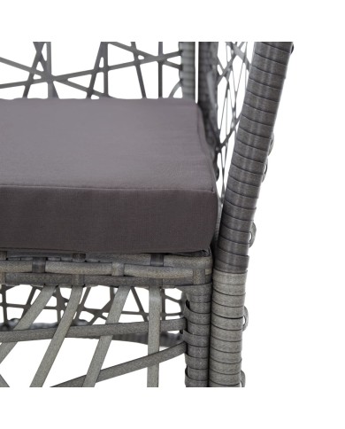 Chaise longue avec coussin et roues Résine tressée Noir