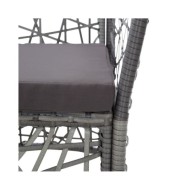 Chaise longue avec coussin et roues Résine tressée Noir