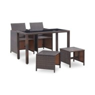 Salon de jardin encastrable et coussins 5 pcs Rotin Marron