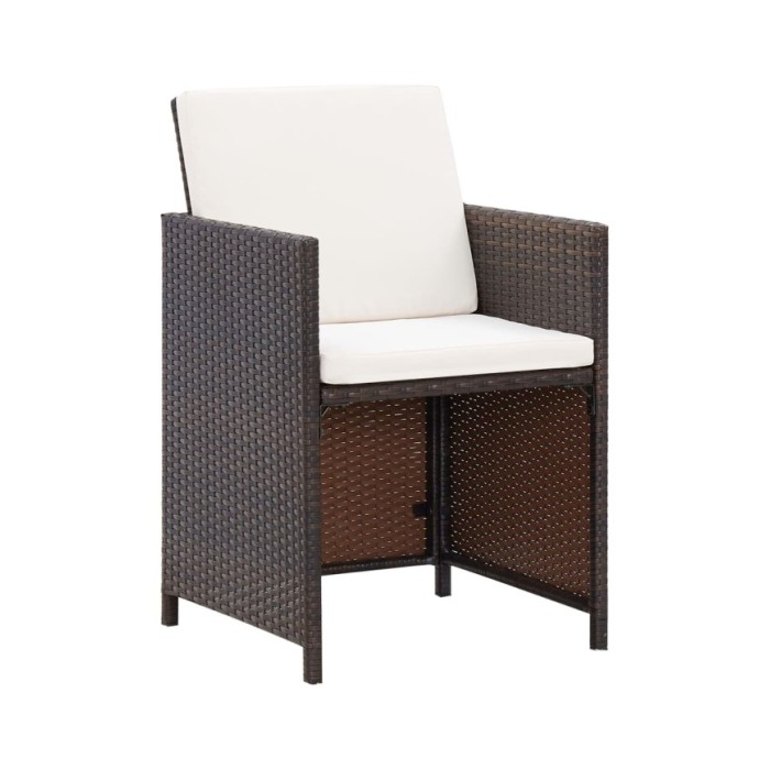 Salon de jardin encastrable et coussins 5 pcs Rotin Marron