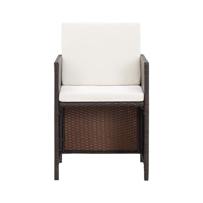 Salon de jardin encastrable et coussins 5 pcs Rotin Marron