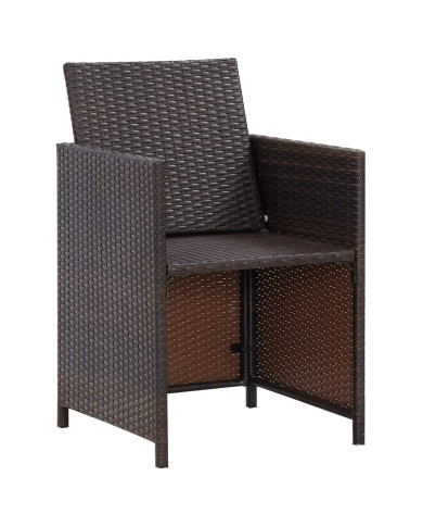 Salon de jardin encastrable et coussins 5 pcs Rotin Marron