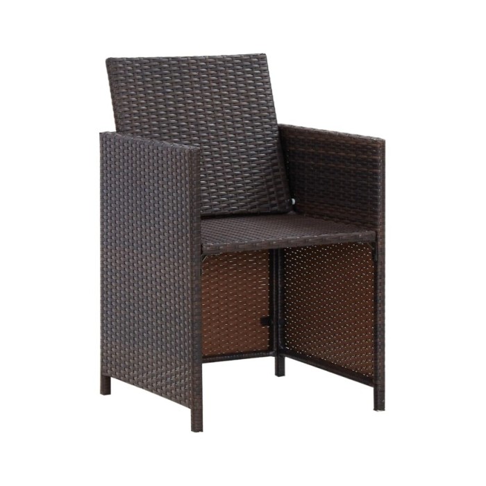 Salon de jardin encastrable et coussins 5 pcs Rotin Marron