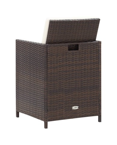 Salon de jardin encastrable et coussins 5 pcs Rotin Marron