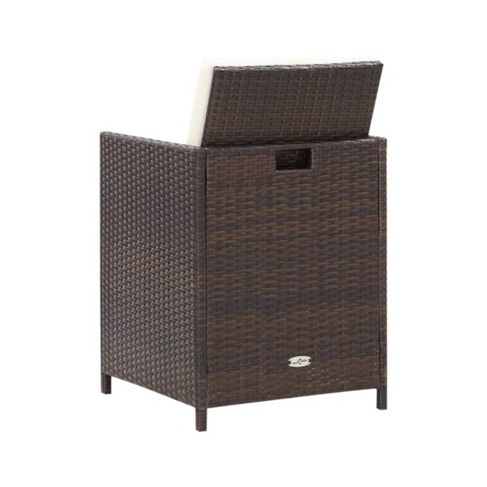 Salon de jardin encastrable et coussins 5 pcs Rotin Marron