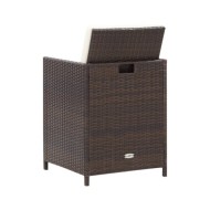 Salon de jardin encastrable et coussins 5 pcs Rotin Marron