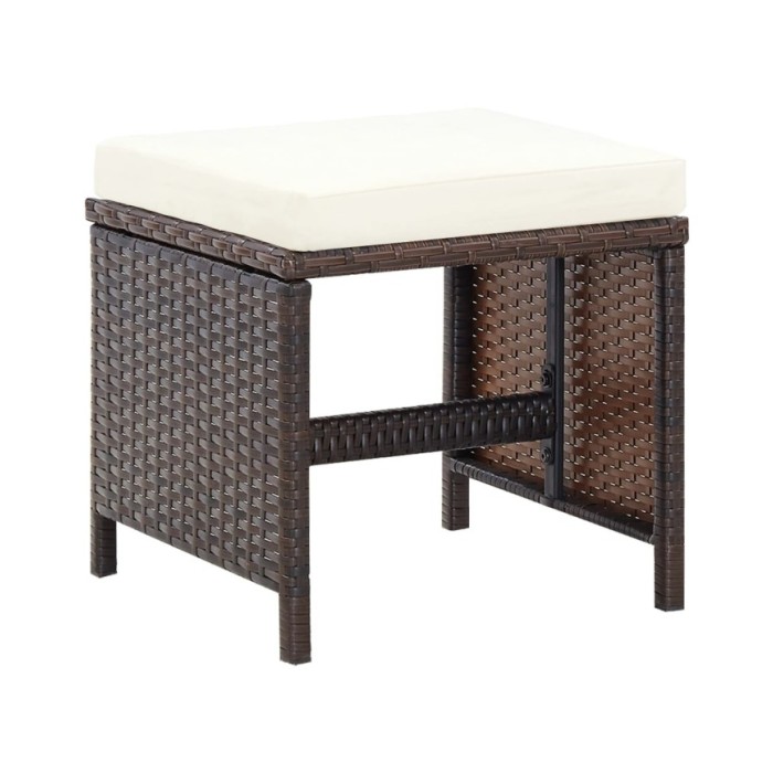 Salon de jardin encastrable et coussins 5 pcs Rotin Marron