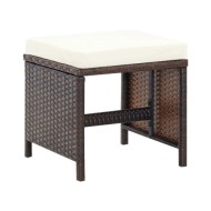Salon de jardin encastrable et coussins 5 pcs Rotin Marron