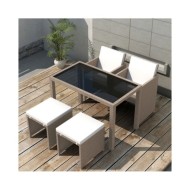 Salon de jardin encastrable avec coussins 5 pcs Rotin Beige