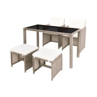 Salon de jardin encastrable avec coussins 5 pcs Rotin Beige
