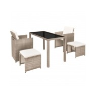 Salon de jardin encastrable avec coussins 5 pcs Rotin Beige