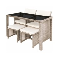 Salon de jardin encastrable avec coussins 5 pcs Rotin Beige