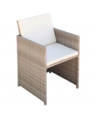 Salon de jardin encastrable avec coussins 5 pcs Rotin Beige