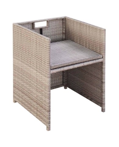 Salon de jardin encastrable avec coussins 5 pcs Rotin Beige