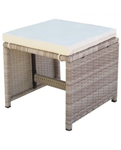 Salon de jardin encastrable avec coussins 5 pcs Rotin Beige