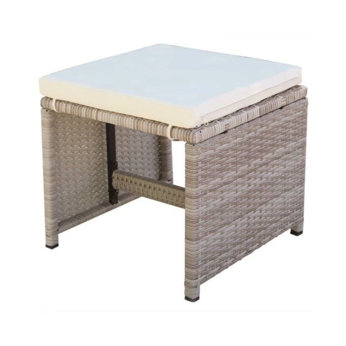 Salon de jardin encastrable avec coussins 5 pcs Rotin Beige