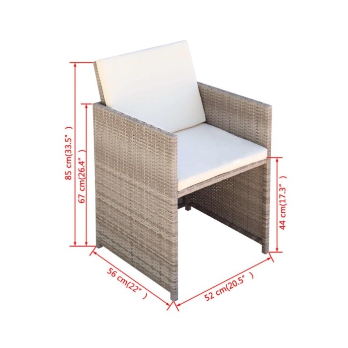 Salon de jardin encastrable avec coussins 5 pcs Rotin Beige