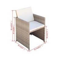 Salon de jardin encastrable avec coussins 5 pcs Rotin Beige