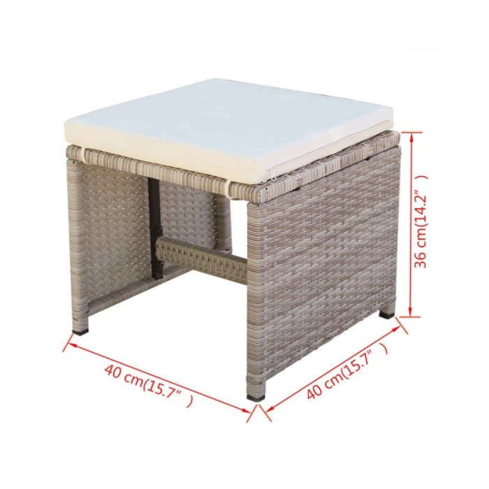 Salon de jardin encastrable avec coussins 5 pcs Rotin Beige