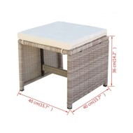 Salon de jardin encastrable avec coussins 5 pcs Rotin Beige