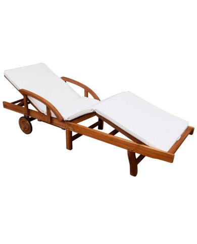 Chaise longue avec coussin Bois d'acacia solide
