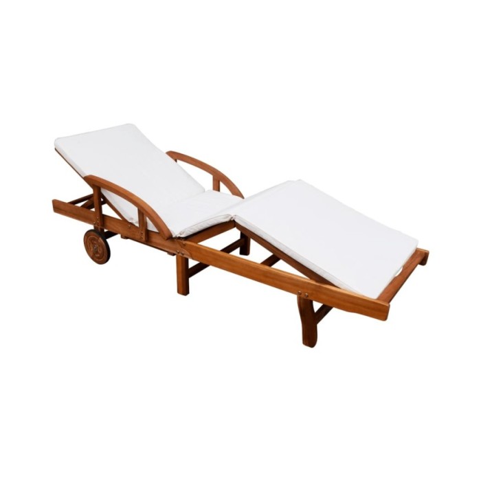 Chaise longue avec coussin Bois d'acacia solide