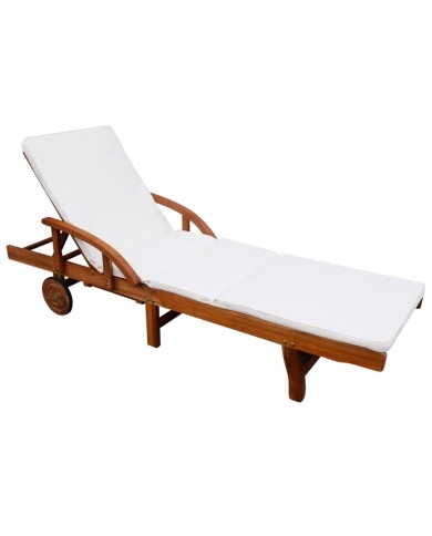 Chaise longue avec coussin Bois d'acacia solide