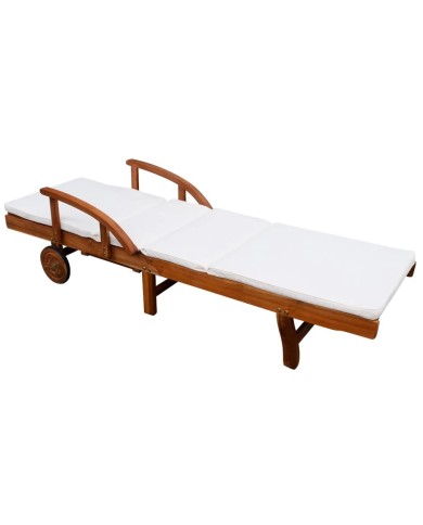 Chaise longue avec coussin Bois d'acacia solide