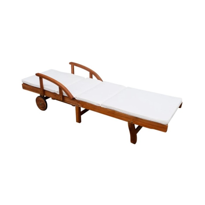 Chaise longue avec coussin Bois d'acacia solide