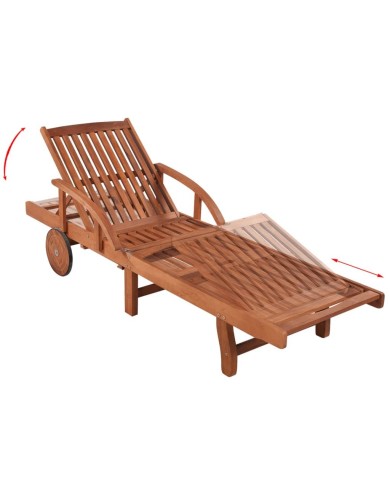 Chaise longue avec coussin Bois d'acacia solide