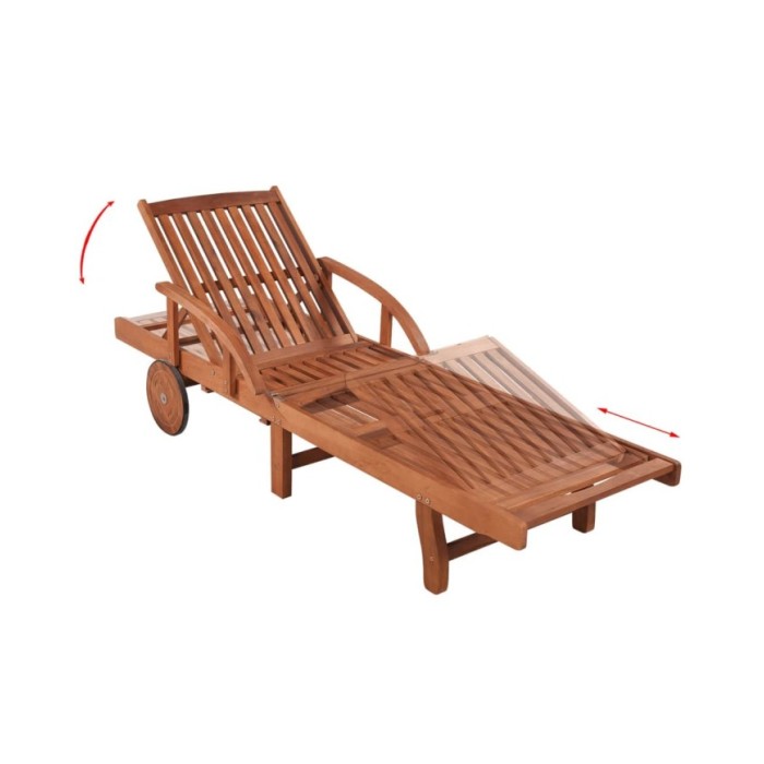 Chaise longue avec coussin Bois d'acacia solide