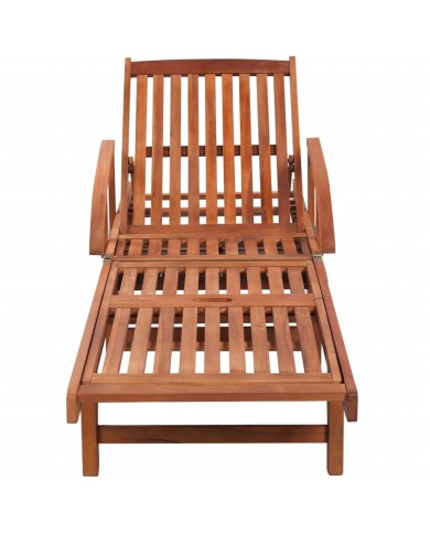 Chaise longue avec coussin Bois d'acacia solide