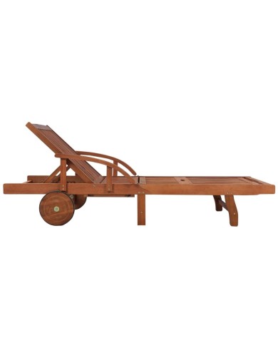 Chaise longue avec coussin Bois d'acacia solide