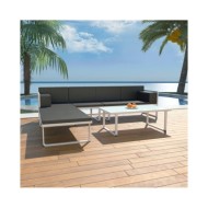 Salon de jardin 4 pcs et coussins Aluminium Noir