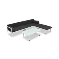 Salon de jardin 4 pcs et coussins Aluminium Noir