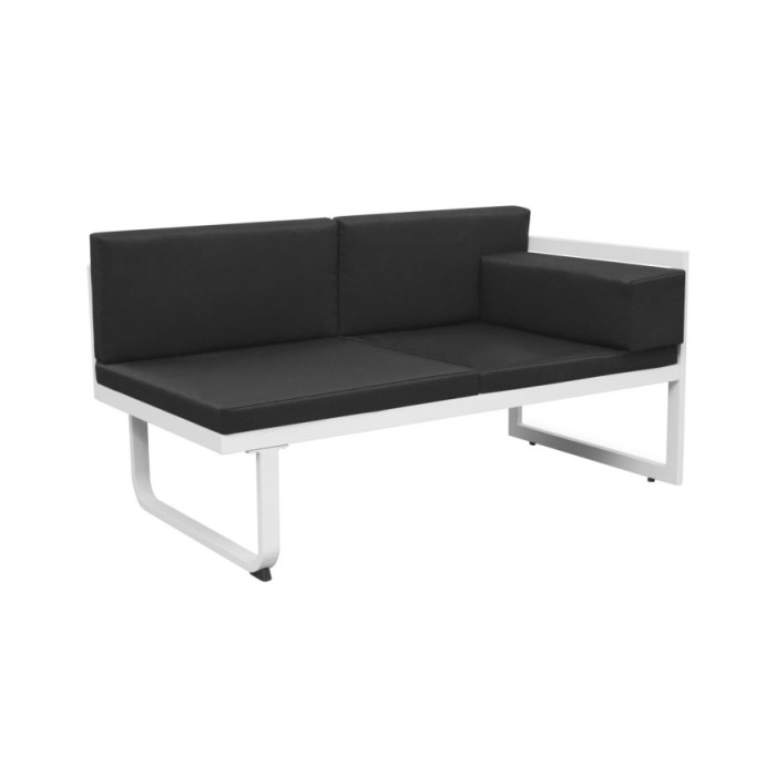 Salon de jardin 4 pcs et coussins Aluminium Noir