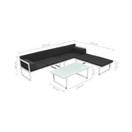 Salon de jardin 4 pcs et coussins Aluminium Noir