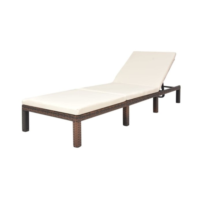 Chaise longue avec coussin Résine tressée Marron