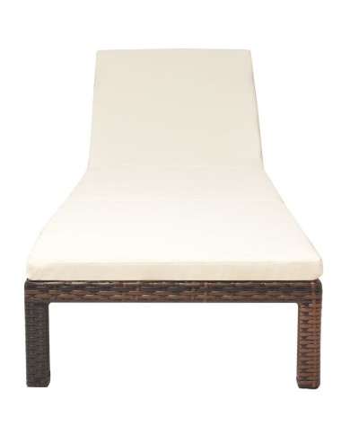 Chaise longue avec coussin Résine tressée Marron
