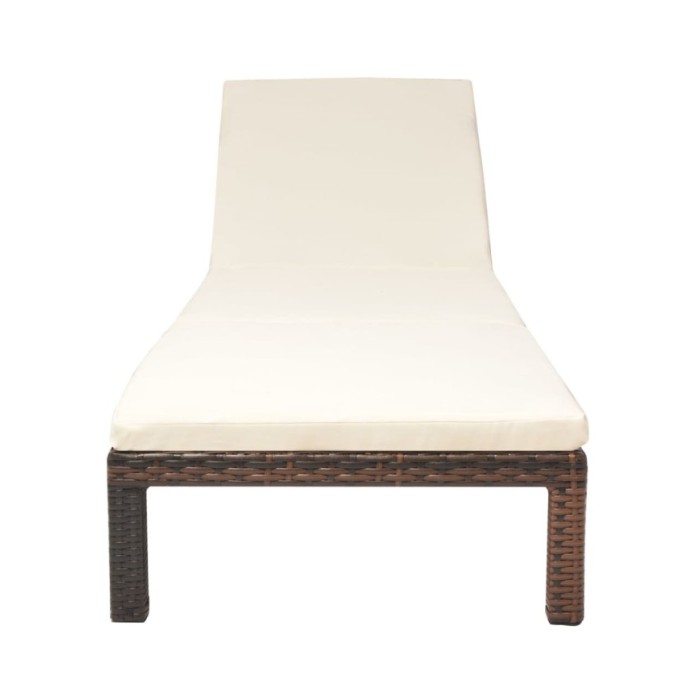 Chaise longue avec coussin Résine tressée Marron